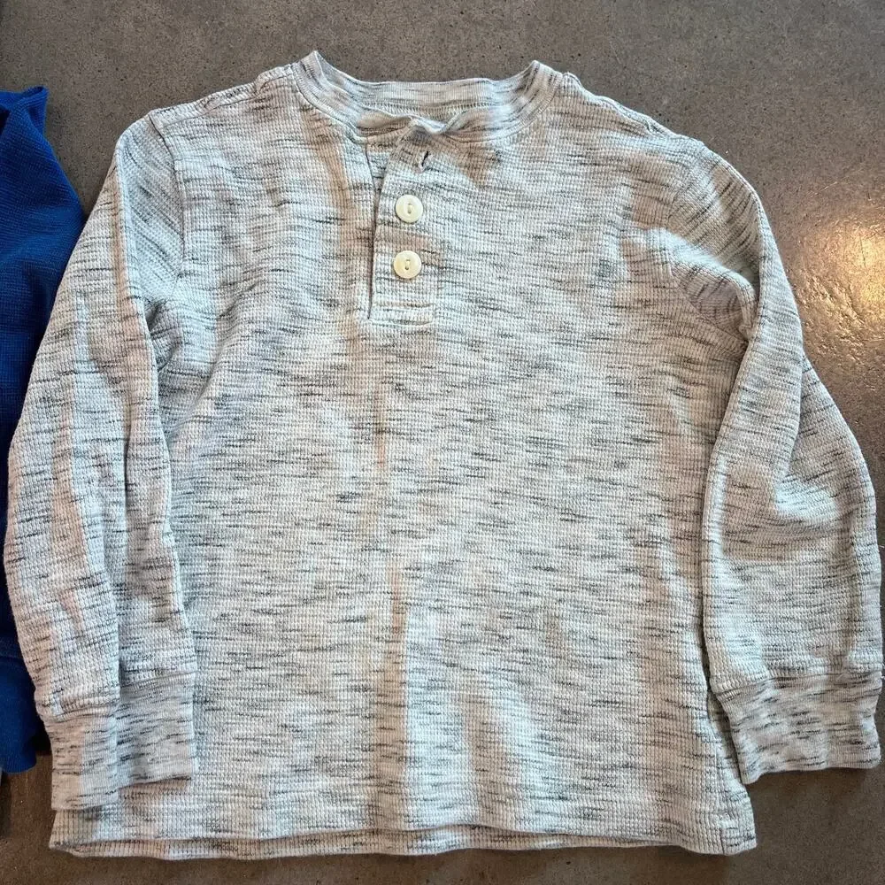 OshKosh blue white gray longsleeve ribbed cotton shirts toddler boy 3T bundle